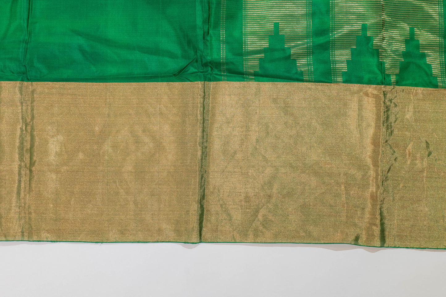 Durgamvidya~Green Golden Pure Silk Kanjivaram Saree