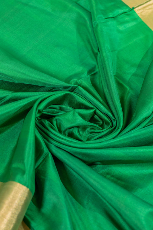 Durgamvidya~Green Golden Pure Silk Kanjivaram Saree