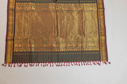 Saadhvi~Pure SIlk Vairaoosi Saree Greenish Red