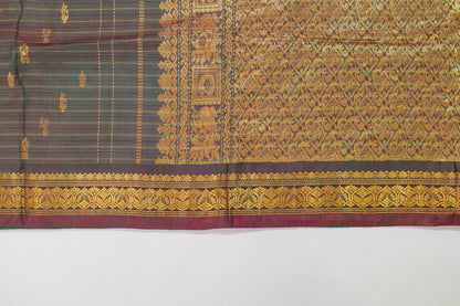 Saadhvi~Pure SIlk Vairaoosi Saree Greenish Red