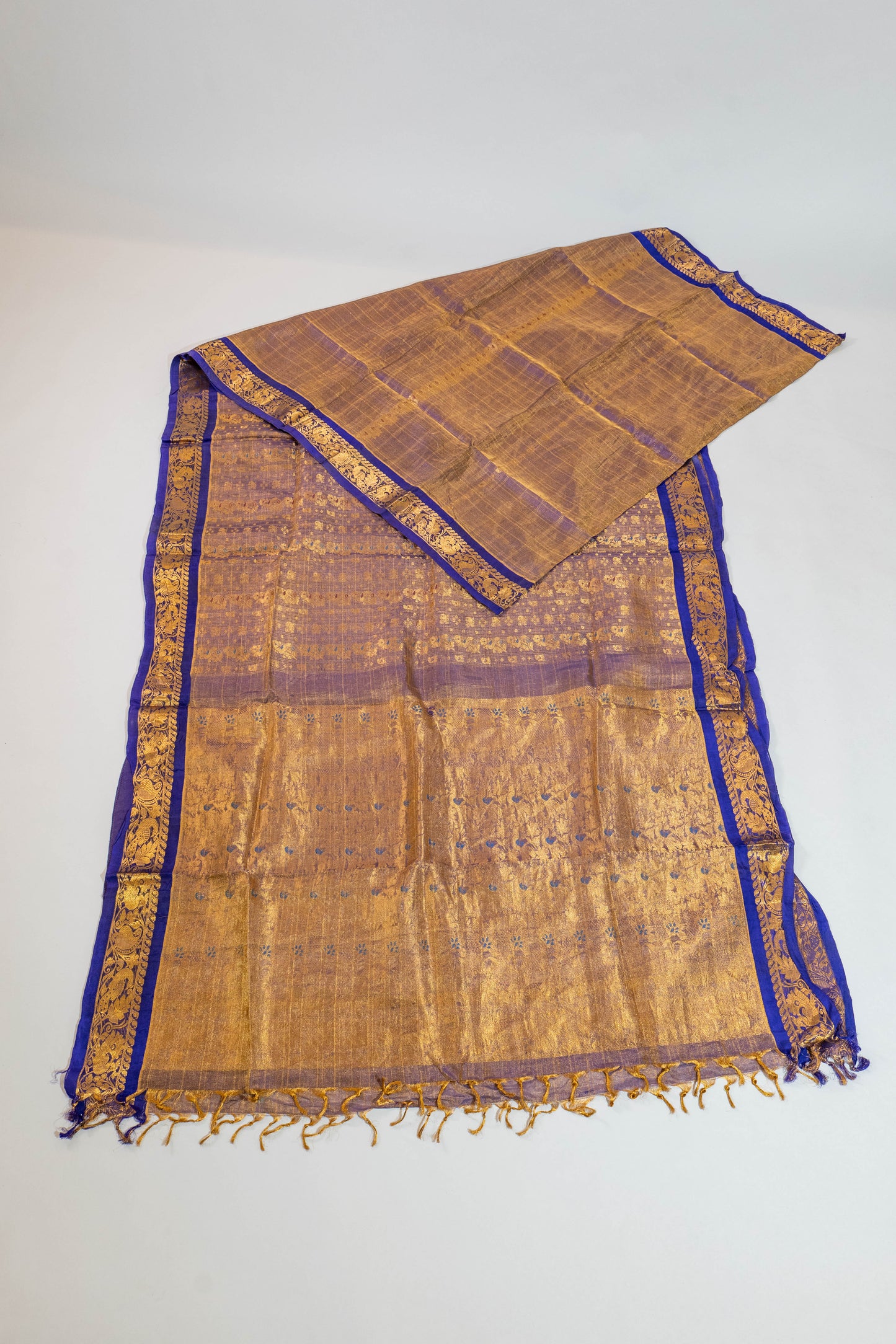 Durgameshwari~Purple Tissue Silk Kanjivaram Saree