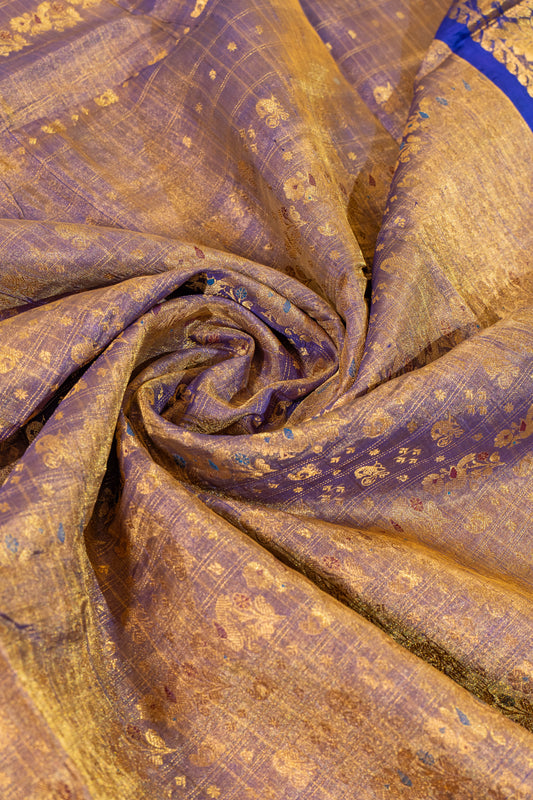 Durgameshwari~Purple Tissue Silk Kanjivaram Saree