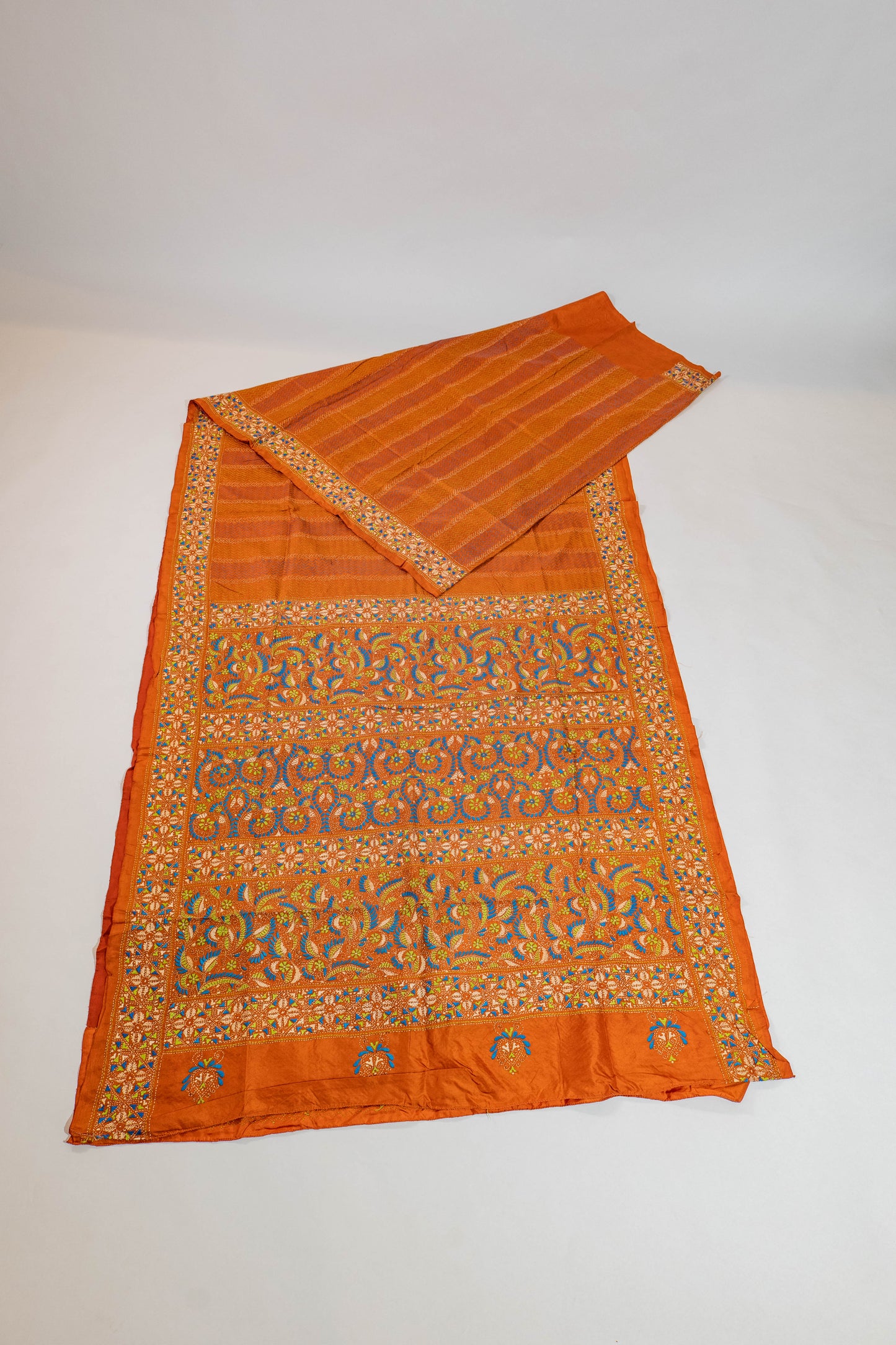 Shriya~Ochre Kantha Saree
