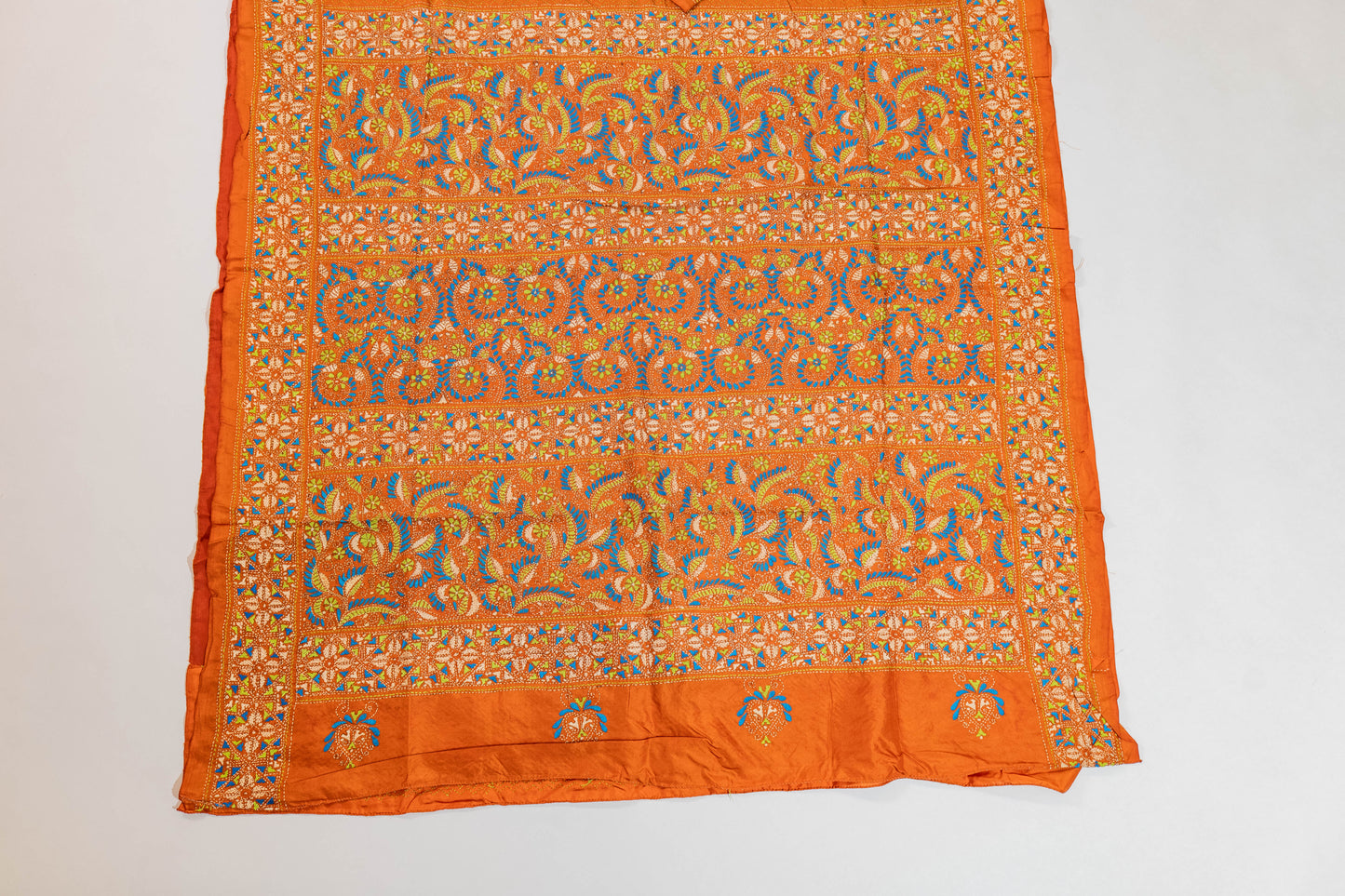 Shriya~Ochre Kantha Saree