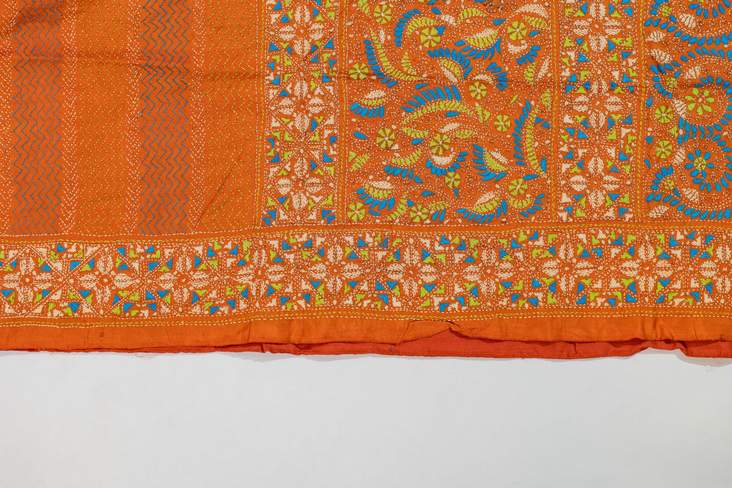 Shriya~Ochre Kantha Saree