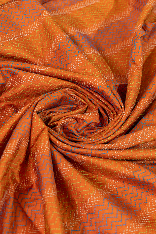 Shriya~Ochre Kantha Saree