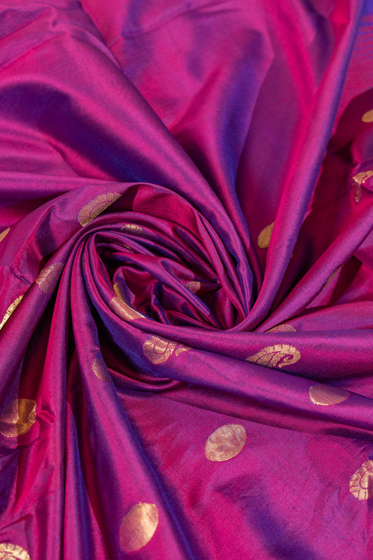 Bhadra~Magenta & Blue Pure Silk Dharmavaram Saree