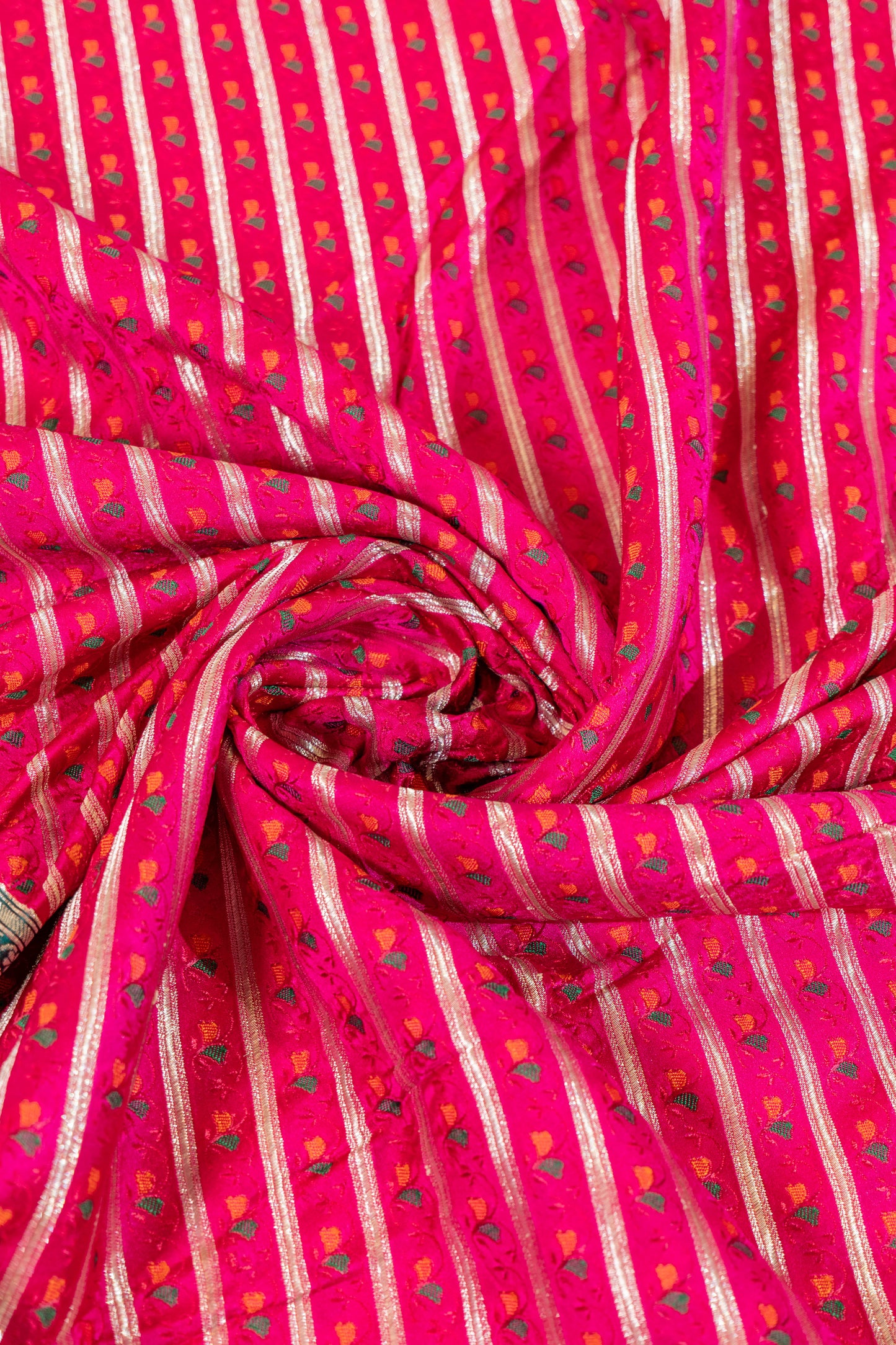 Anila~Pink Green Banarsee Saree