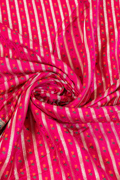 Anila~Pink Green Banarsee Saree