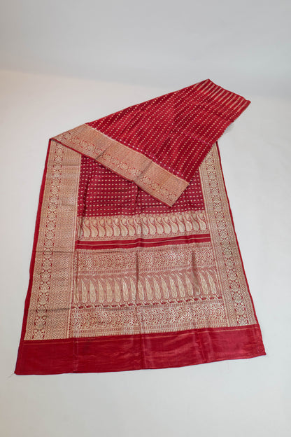 Aparajit~Maroon Tanchoi Banarsee Saree