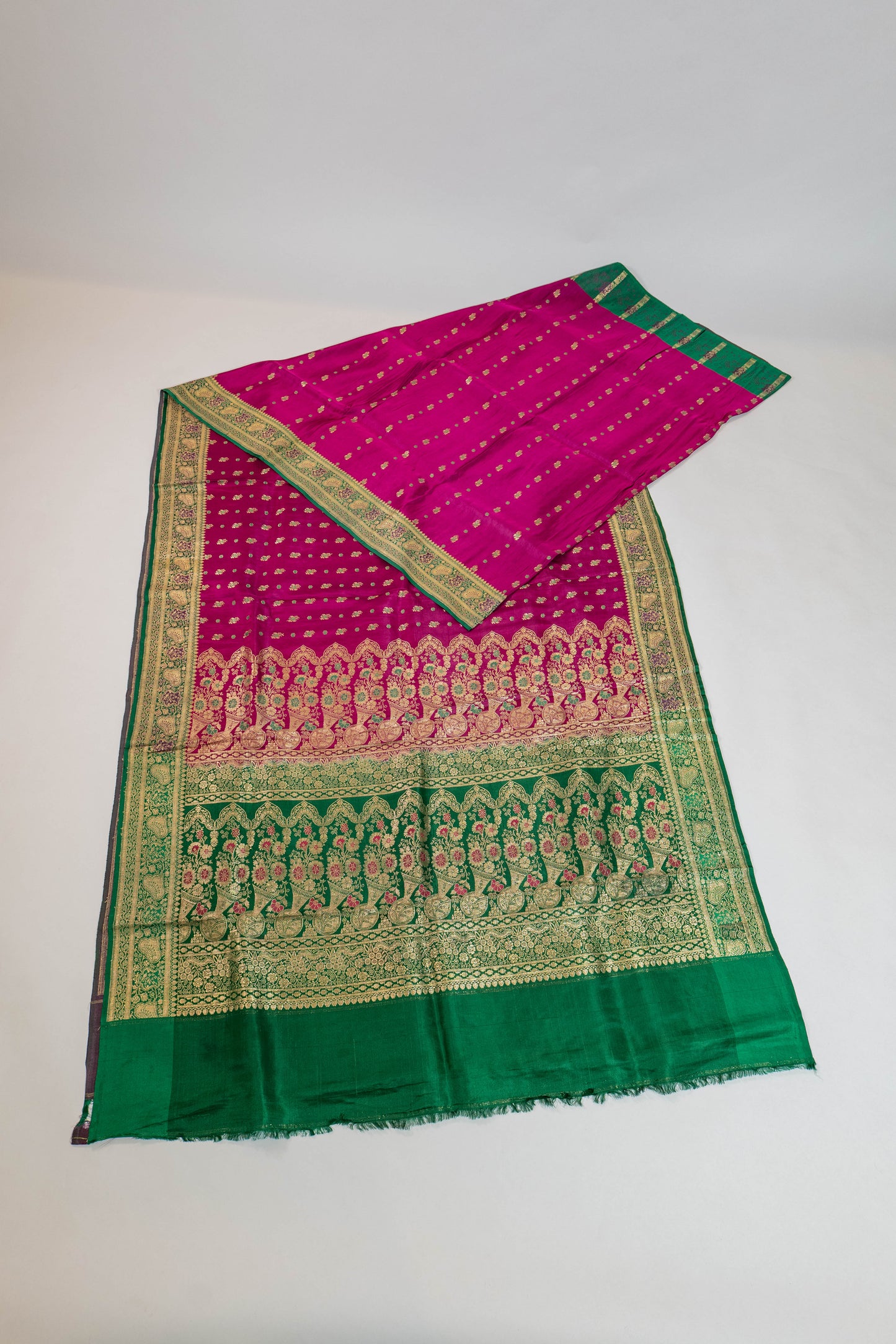 Bhavpreeta~Magenta Green Banarsee Saree