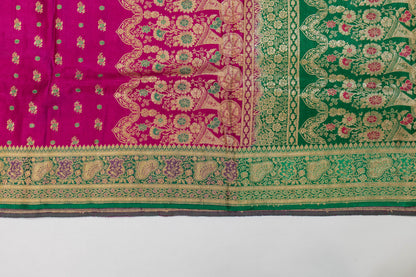 Bhavpreeta~Magenta Green Banarsee Saree