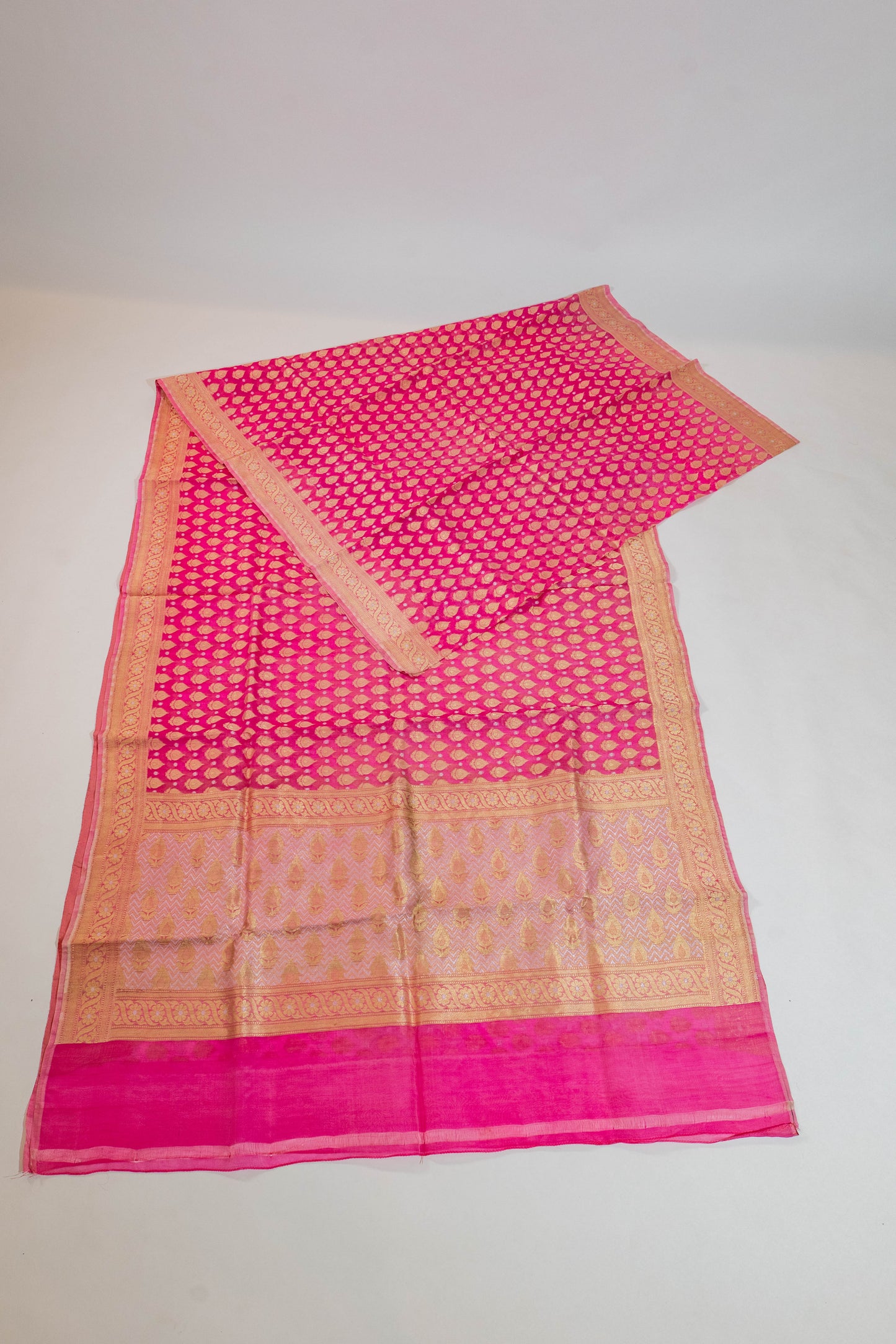 Shreeye~Pink Kora Organza Banarsee Saree