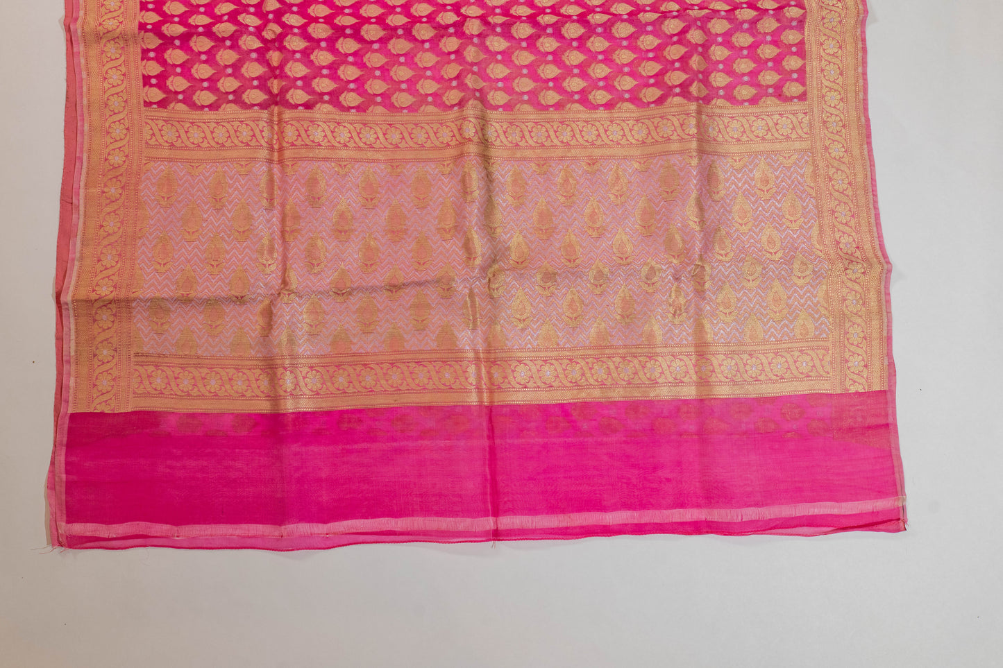 Shreeye~Pink Kora Organza Banarsee Saree