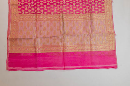 Shreeye~Pink Kora Organza Banarsee Saree