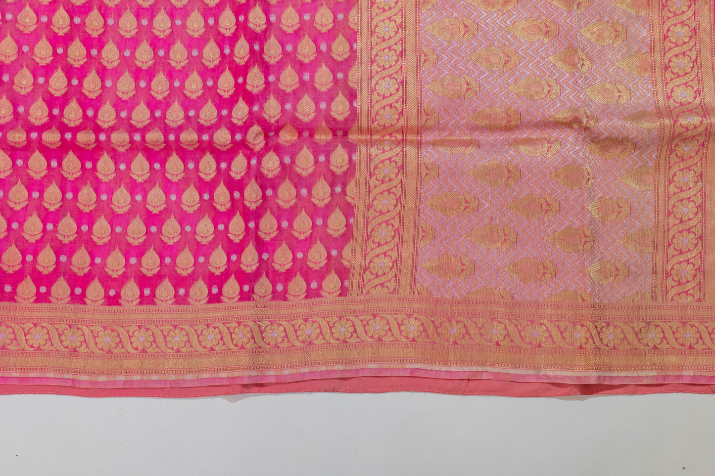 Shreeye~Pink Kora Organza Banarsee Saree