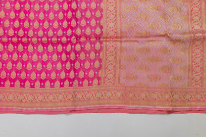 Shreeye~Pink Kora Organza Banarsee Saree