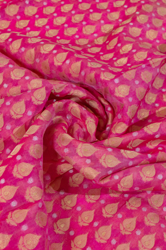 Shreeye~Pink Kora Organza Banarsee Saree