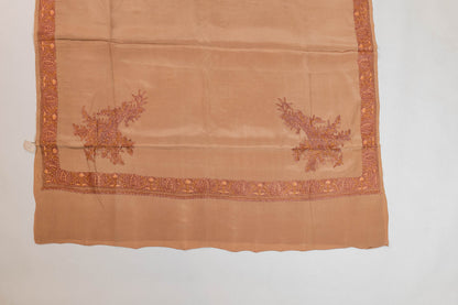 Sarvgataye~Beige Pure Crepe Sozni Saree