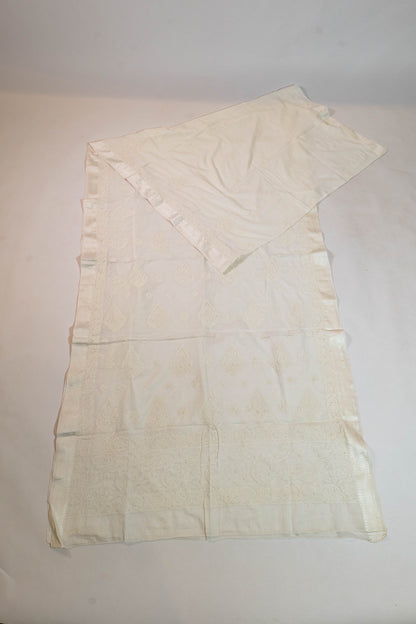 Jaya~White Lucknowi Chikankari Cotton Saree