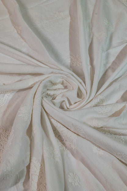 Jaya~White Lucknowi Chikankari Cotton Saree