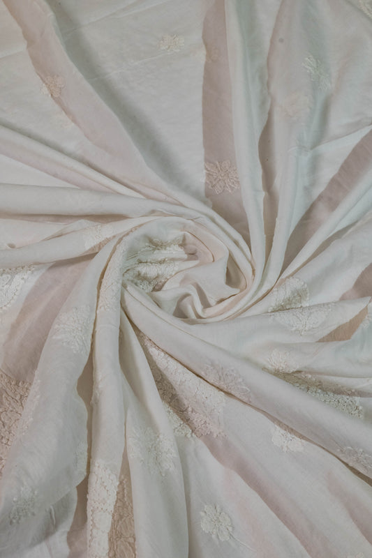 Jaya~White Lucknowi Chikankari Cotton Saree
