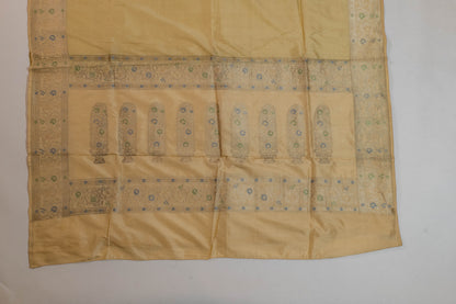 Sati~Off White Mulberry Silk Banarsee Saree
