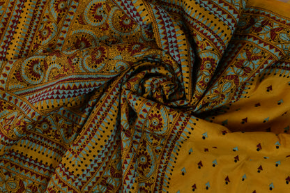 Gatha~Kantha Saree Yellow