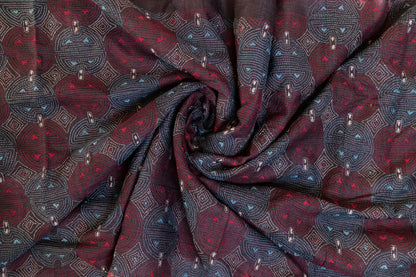 Shlok~Kantha Saree Maroon Black