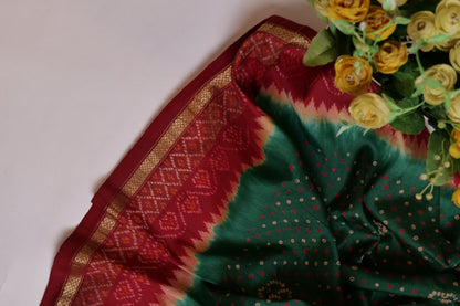Maati~Ikkat Bandhni Saree
