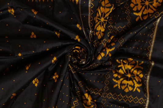 Dhairya~Ikkat saree Black & Yellow