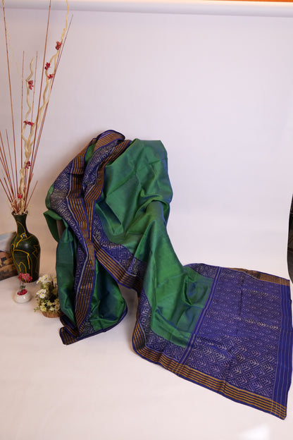 Panigrah~Ikkat saree Blue Green