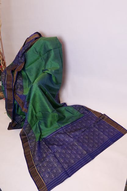 Panigrah~Ikkat saree Blue Green