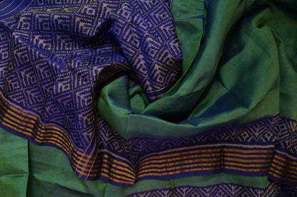 Panigrah~Ikkat saree Blue Green