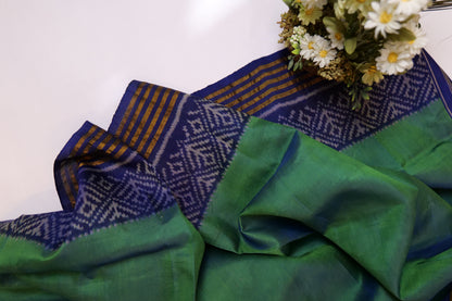 Panigrah~Ikkat saree Blue Green