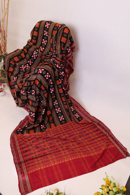 Riddhi~Cotton Pasapalli Red Black & white