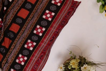 Riddhi~Cotton Pasapalli Red Black & white