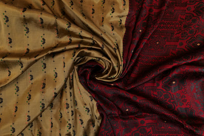 Shaili~Assam Mulberry Silk Garnet Golden