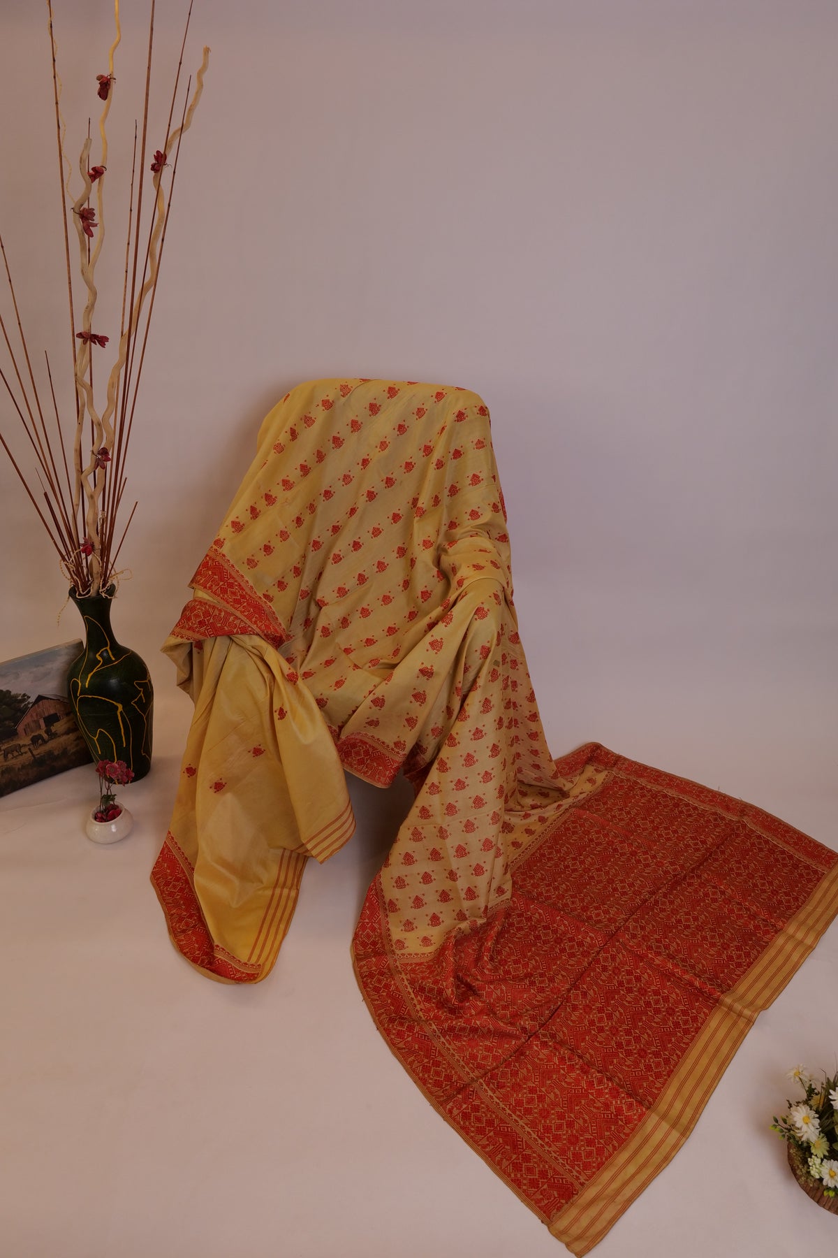 Arpana~Assam Mulberry Silk Chandan & Red