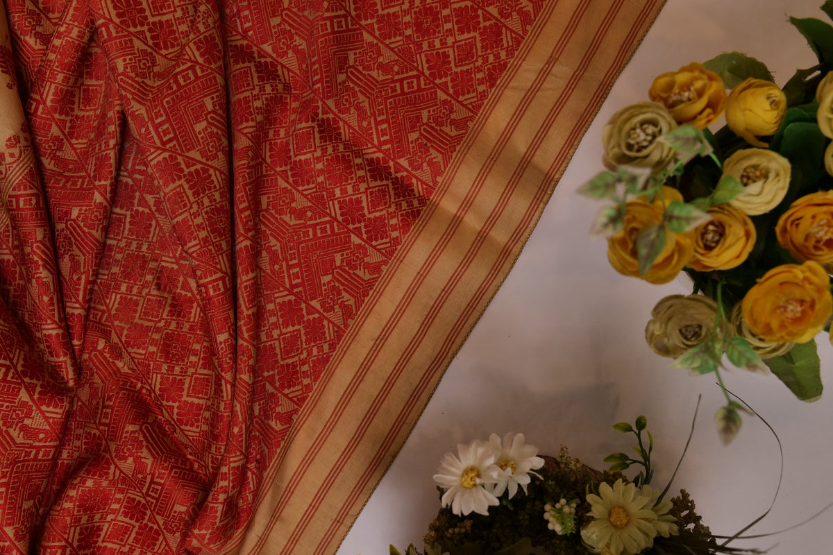 Arpana~Assam Mulberry Silk Chandan & Red