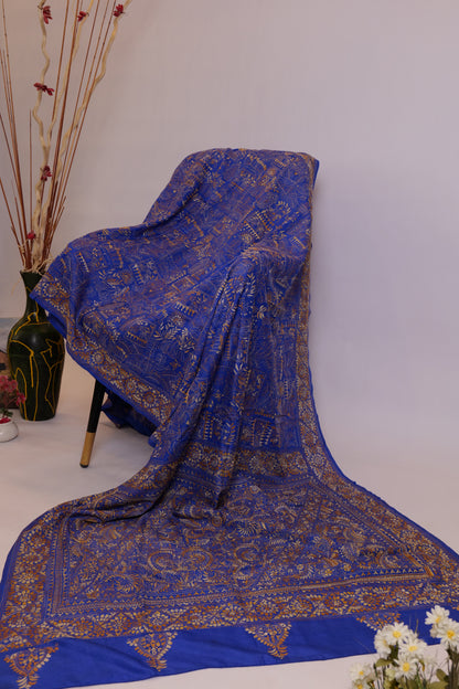 Aakash~Kantha Saree Blue