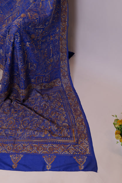 Aakash~Kantha Saree Blue