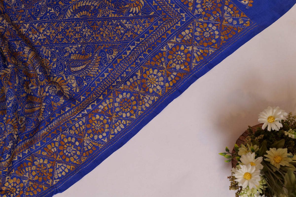 Aakash~Kantha Saree Blue