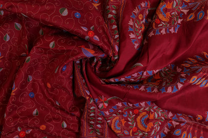Rasa~Kantha Saree Maroon