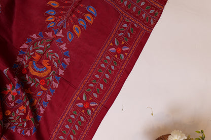 Rasa~Kantha Saree Maroon
