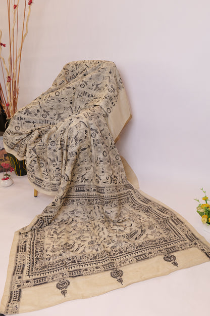 Swapna~Kantha Saree Black Embroidery