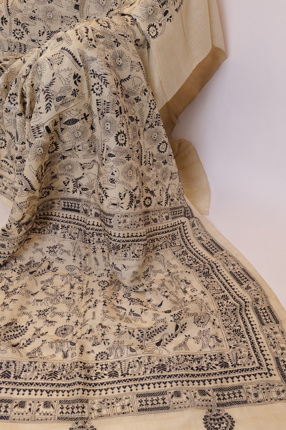 Swapna~Kantha Saree Black Embroidery