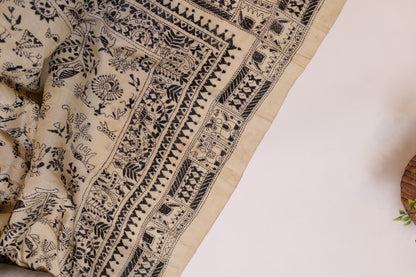 Swapna~Kantha Saree Black Embroidery