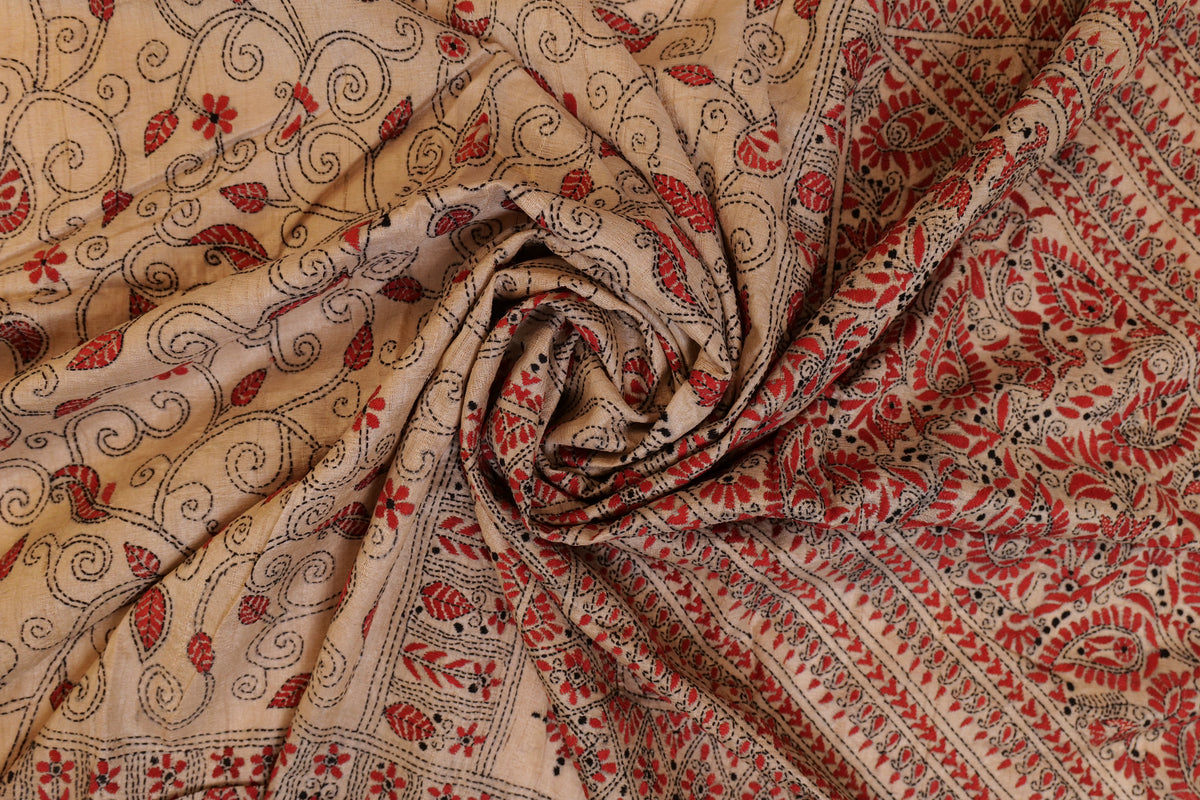 Advaita~Kantha Saree Brown Black Embroiery
