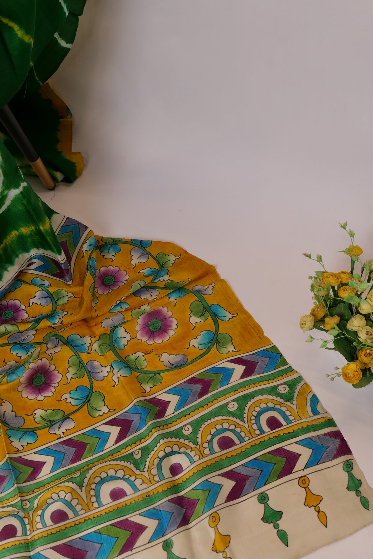 Abhyudaya~Bishnupuri Silk Saree Shibori with Kalamkari